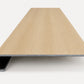 Custom square-nose stair tread made from DuraLux Performance Poplar Trace flooring. Square profile. Front view.