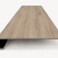 Custom square-nose stair tread made from DuraLux Performance Timber Saddle flooring. Square profile. Front view.