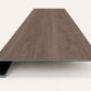 Custom square-nose stair tread made from DuraLux Performance Winter Peak flooring. Square profile. Front view.