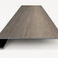 Custom square-nose stair tread made to match LifeProof Bradbury Hill flooring, with a weathered wood-look finish, continuous grain, and a square profile for a finished stair edge. Front View
