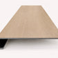 Custom square-nose stair tread made from LifeProof Dusk Cherry flooring. Square profile. Front view.