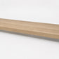 Custom square-nose stair tread made from LifeProof Dusk Cherry flooring. Square profile. Full view.