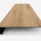 Custom square-nose stair tread made from LifeProof Fresh Oak flooring. Square profile. Front view.