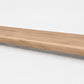 Custom square-nose stair tread made from LifeProof Fresh Oak flooring. Square profile. Full view.