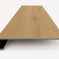 Custom square-nose stair tread made from NuCore Cedar Point flooring. Square profile. Front view.