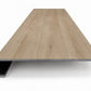 Custom square-nose stair tread made to match NuCore Deerfield Grove flooring. Square profile. Front view.