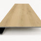 Custom square-nose stair tread made to match NuCore Fairborn Blonde flooring. Square profile. Front view.