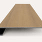 Custom square-nose stair tread made from NuCore Glenridge Oak flooring. Square profile. Front view.