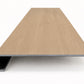 Custom square-nose stair tread made from NuCore Nordic Oak flooring. Square profile. Front view.