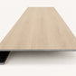 Custom square-nose stair tread made from NuCore Sandbank Point flooring. Square profile. Front view.