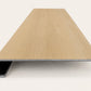 Custom square-nose stair tread made from NuCore Oakleigh Blonde flooring. Square profile. Front view.