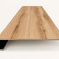 Custom square-nose stair tread made from Style Selections Jamestown Hickory flooring. Square profile. Angled view. Front View