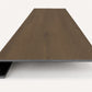 Custom square-nose stair tread made from Style Selections Tudor Oak flooring. Square profile. Front view.