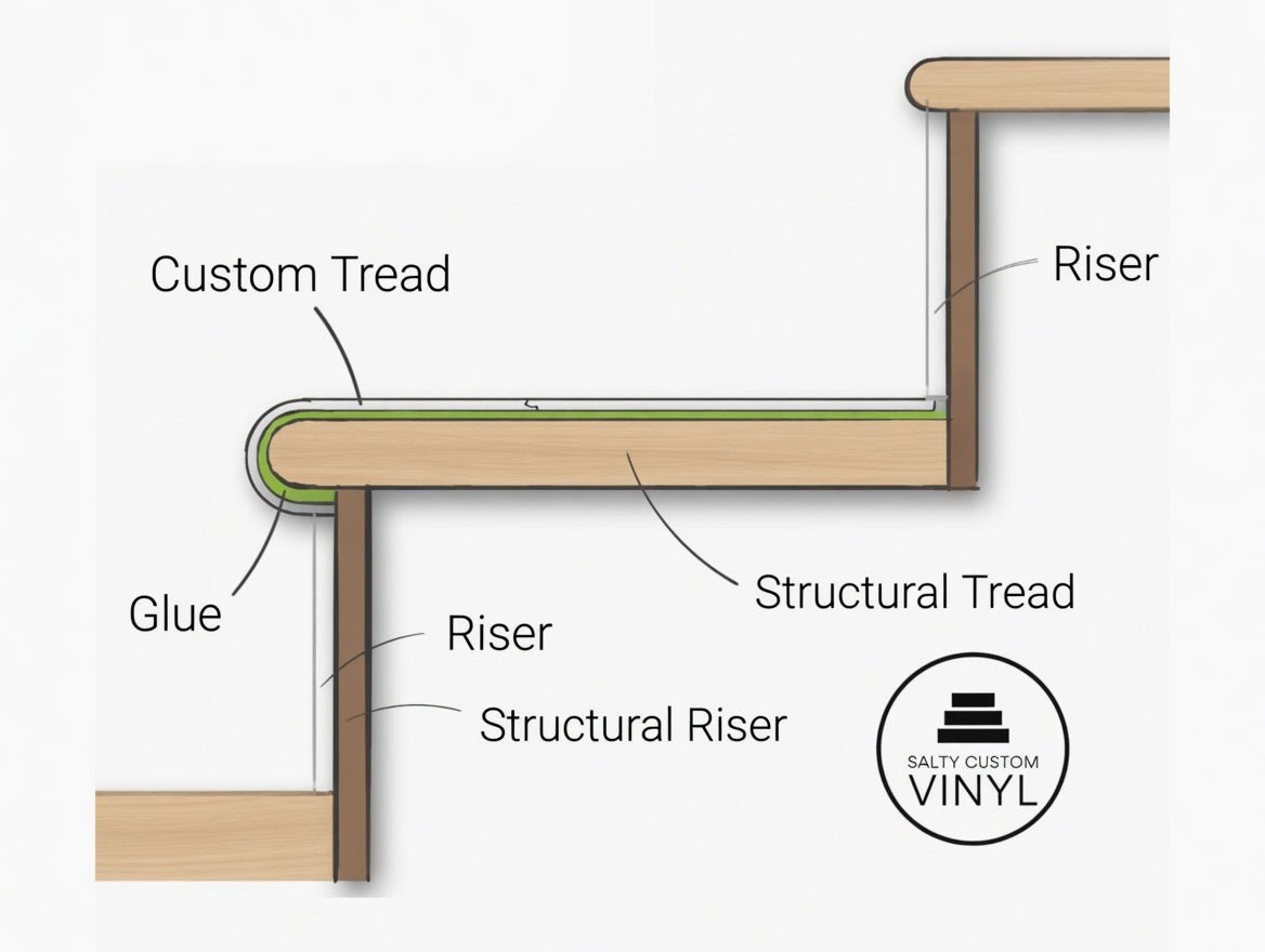 Merino Oak Vinyl Stair Tread – Crafted With Karndean Art Select - Salty Custom Vinyl