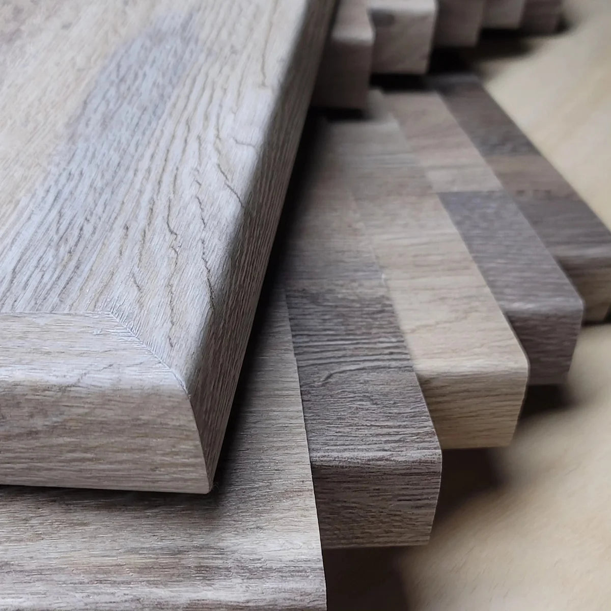 Close-up of Mohawk Explorer's Cove Raccoon Stair Tread