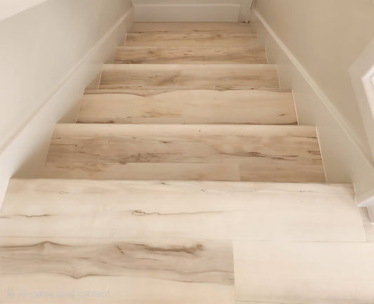 Navarra Maple Stair Treads — Made From LifeProof Flooring - Salty Custom Vinyl