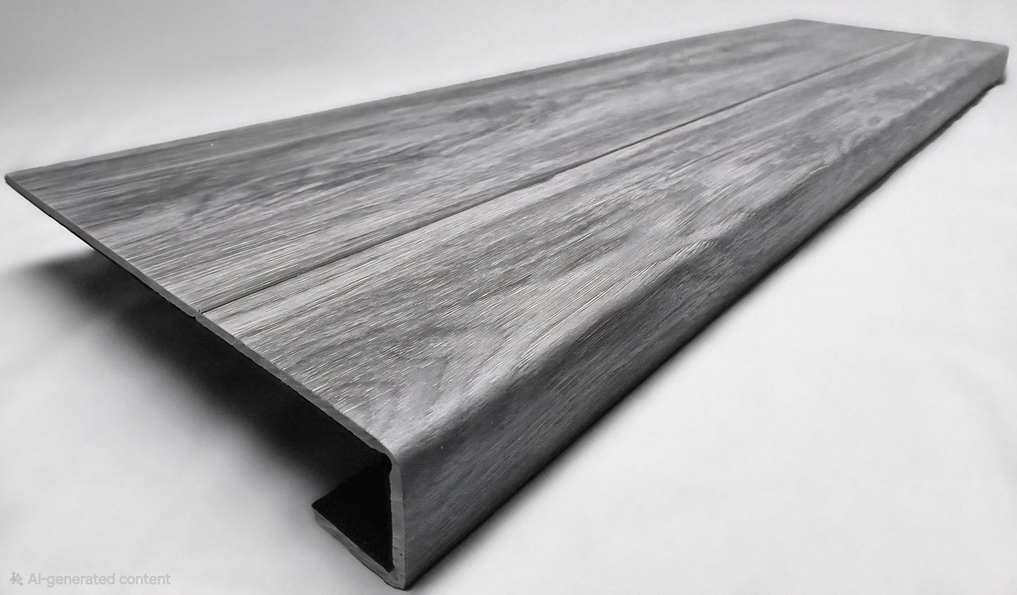 Example of stair tread made from your flooring.  - Salty Custom Vinyl